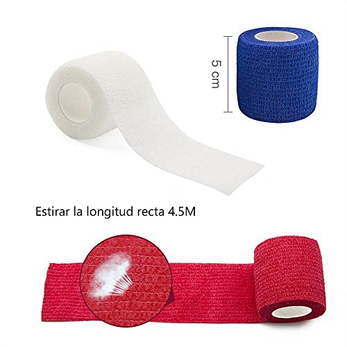 Nutoko 12 Rolls Vendaje Autoadhesivo Vendaje Deportivo Venda Cohesiva para Mascotas Vendas Elástico Adhesiva Impermeables Cinta Autoadhesiva para Manos, Pie, Rodillas Esguinces 5cm (Negro)