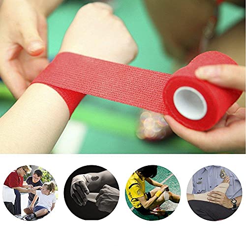 Nutoko 12 Rolls Vendaje Autoadhesivo Vendaje Deportivo Venda Cohesiva para Mascotas Vendas Elástico Adhesiva Impermeables Cinta Autoadhesiva para Manos, Pie, Rodillas Esguinces 5cm (Negro)
