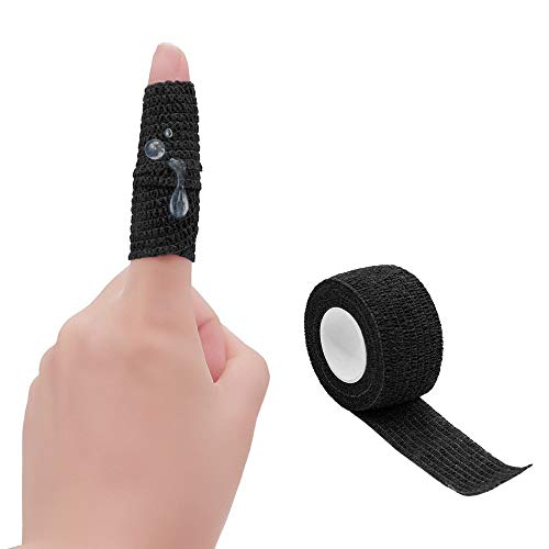 Nutoko 18 Rolls Vendaje Autoadhesivo Vendaje Deportivo Venda Cohesiva para Mascotas Vendas Elástico Adhesiva Impermeables Cinta Autoadhesiva para Manos, Pie, Rodillas Esguinces 2.5cm (Negro)