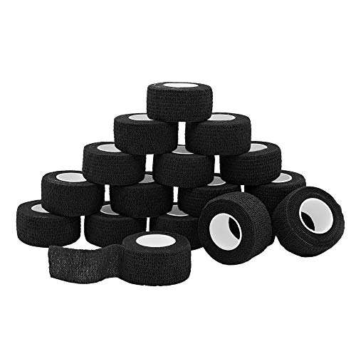 Nutoko 18 Rolls Vendaje Autoadhesivo Vendaje Deportivo Venda Cohesiva para Mascotas Vendas Elástico Adhesiva Impermeables Cinta Autoadhesiva para Manos, Pie, Rodillas Esguinces 2.5cm (Negro)