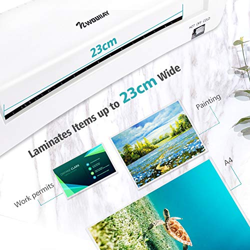 NWOUIIAY Plastificadora A4 A5 A6 Laminadora Termica Blanco con Función ABS Plastificadora con 15 bolsas de laminado Uso Para Foto Casa Oficina
