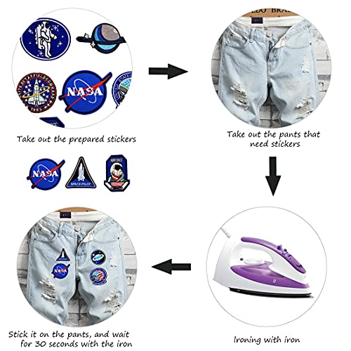 O-Kinee 10PCS Parches NASA Termoadhesivo para la Ropa (10pcs)