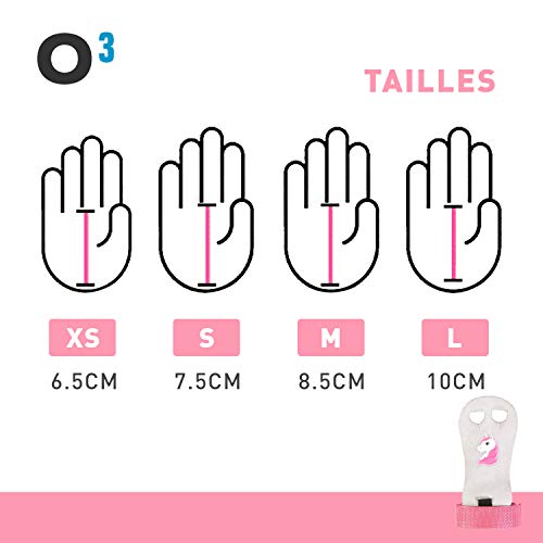 O3 - Manoplas de gimnasia para niños - Perfecto para el gimnasio en el suelo, los agrados (también para barras) - Protege la palma de las manos - Talla XS-S-M-L (M)