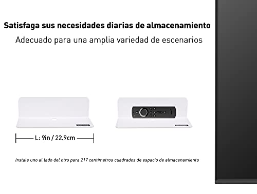 OAPRIRE Estanteria Pared Blanca Juego de 2, 23cm Baldas Pared Sin Agujeros de Acrílico con Clips Cables para Dormitorio, Baño, Cocina, Sala de Estar, Oficina, Amplíe Fácilmente El Espacio de la Pared