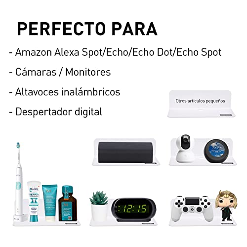 OAPRIRE Estanteria Pared Blanca Juego de 2, 23cm Baldas Pared Sin Agujeros de Acrílico con Clips Cables para Dormitorio, Baño, Cocina, Sala de Estar, Oficina, Amplíe Fácilmente El Espacio de la Pared