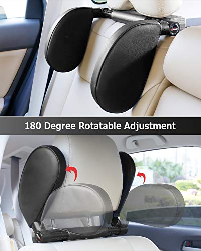 Oasser Reposacabezas Coche，Reposacabezas Coche para Niño, Negro Ajustable Reposa cabezas Coche, Almohada de cuello para Adultos CA1 Negro y Beige (negro)
