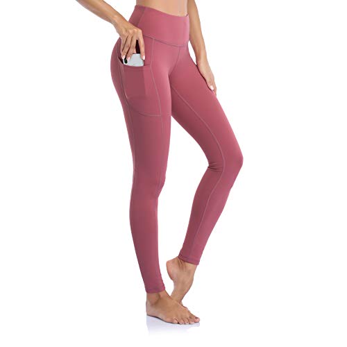 Occffy Leggins Mujer Mallas Deportivas Cintura Alta Pantalón Mallas de Deporte para Yoga Running Fitness Estiramiento Pilates DS166(Rosa Begonia)