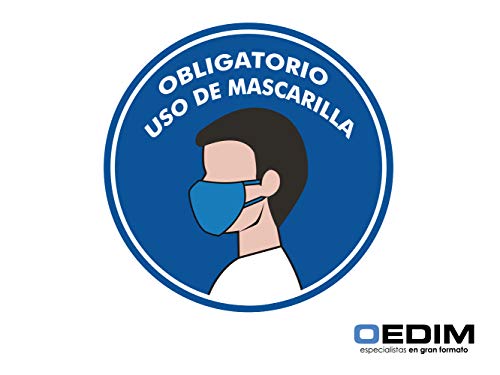 Oedim Pack 20 Señales de Pegatina Obligatorio Mascarillas | Fabricadas en Polipropileno | 5x5 cm| Adhesivo Resistente y Económico | Pegatina Adhesiva Decorativa