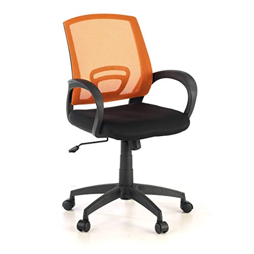Ofichairs Silla Canton Silla de Escritorio Silla de Ordenador de Oficina Silla Juvenil Respaldo Transpirable de Malla Mecanismo Basculante Color Naranja