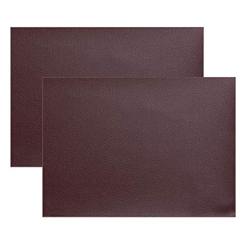 Ofima 2 parches autoadhesivos de piel para reparación de sofás, asientos de coche, bolsos, chaquetas, agujeros, grietas, quemaduras, manchas (marrón oscuro, 20 x 40 cm)
