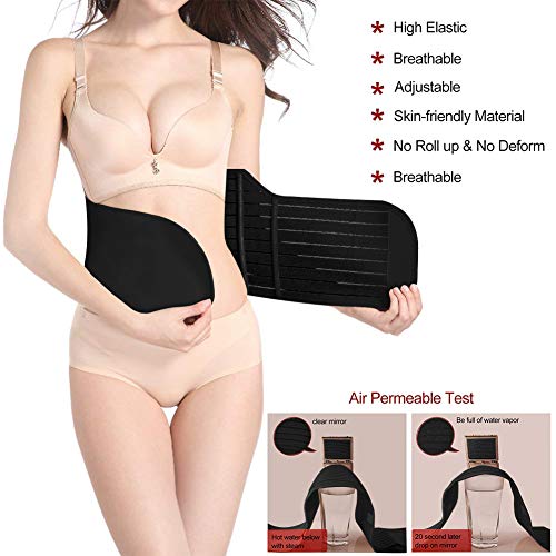 OKPOW 3 en 1 Faja Postparto, Recuperacion Postparto Banda de La Envoltura de Recuperación, Cinturón cómoda de Pelvis para Mujer,Negro