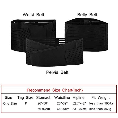 OKPOW 3 en 1 Faja Postparto, Recuperacion Postparto Banda de La Envoltura de Recuperación, Cinturón cómoda de Pelvis para Mujer,Negro