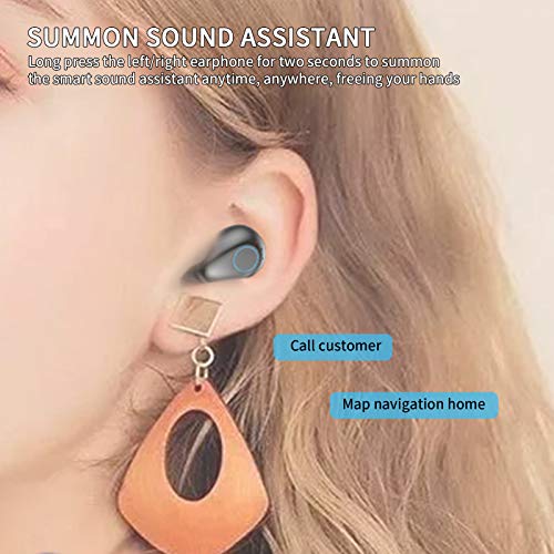 Omabeta Auriculares Inalámbricos, Auriculares Internos Volumen de Baja Frecuencia Binaural Llamadas de Alta Definición Rebotan a la Perfección con Cable de Carga para Metro para Autobús