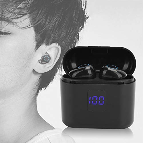 Omabeta Auriculares Inalámbricos, Auriculares Internos Volumen de Baja Frecuencia Binaural Llamadas de Alta Definición Rebotan a la Perfección con Cable de Carga para Metro para Autobús