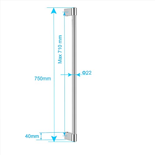 ONECE Barra de Ducha 75 cm Pared Acero Inoxidable, Asiento de Montaje en Ajustable, Grande Ducha de Mano Φ12cm, Soporte de Ducha Ajustable en Altura, Set de Ducha Montada en la Pared sin Grifo, Cromo