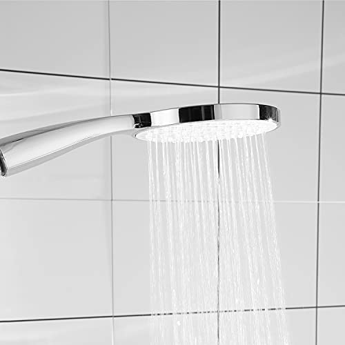 ONECE Barra de Ducha 75 cm Pared Acero Inoxidable, Asiento de Montaje en Ajustable, Grande Ducha de Mano Φ12cm, Soporte de Ducha Ajustable en Altura, Set de Ducha Montada en la Pared sin Grifo, Cromo