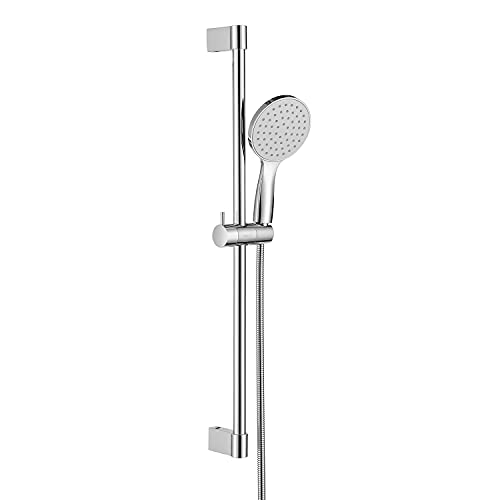 ONECE Barra de Ducha 75 cm Pared Acero Inoxidable, Asiento de Montaje en Ajustable, Grande Ducha de Mano Φ12cm, Soporte de Ducha Ajustable en Altura, Set de Ducha Montada en la Pared sin Grifo, Cromo