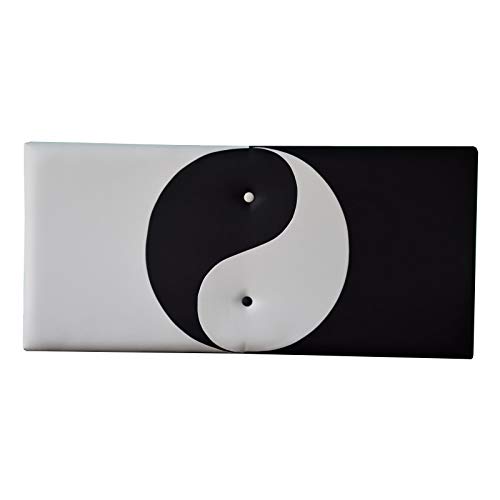 ONEK-DECCO Cabecero de Cama Mod.Ying Yang tapizado en Polipiel, Acolchado de Espuma Varias Medidas y Colores, Cabezal Niños, Juvenil y Cama Matrimonio (70 cm. Alto). (Blanco-Fucsia, 90x70)