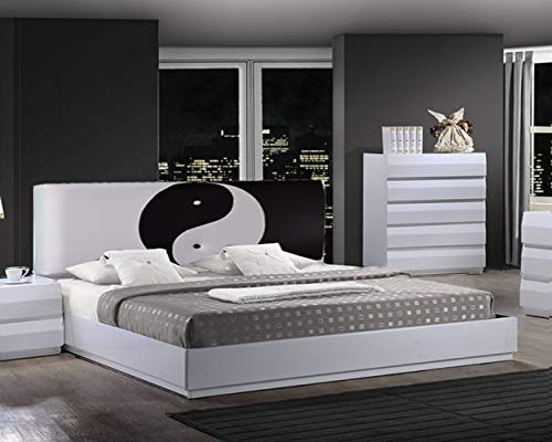 ONEK-DECCO Cabecero de Cama Mod.Ying Yang tapizado en Polipiel,Acolchado de Espuma Varias Medidas y Colores,Cabezal niños, Juvenil y Cama Matrimonio (90x70, Blanco-Negro)