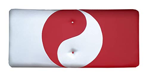 ONEK-DECCO Cabecero de Cama Mod.Ying Yang tapizado en Polipiel,Acolchado de Espuma Varias Medidas y Colores,Cabezal niños, Juvenil y Cama Matrimonio (90x70, Blanco-Negro)