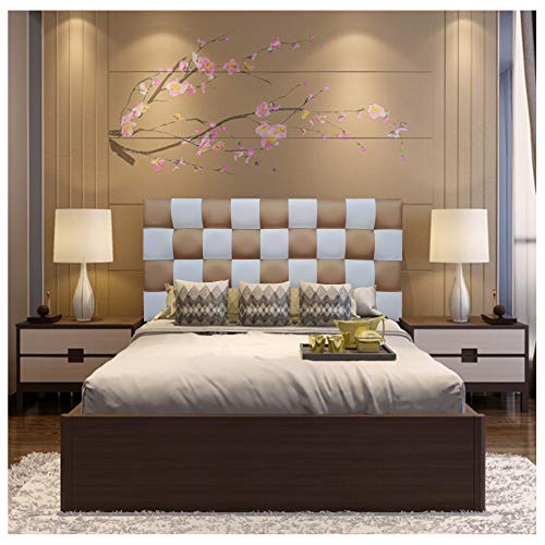 ONEK-DECCO Cabecero de Cama tapizado en Polipiel de Dormitorio Mod. Kansas Patchwork 2 Colores, Acolchado de Espuma Varias Medidas, Cama de niño, Juvenil y Matrimonio (135X70, Blanco-Dorado)