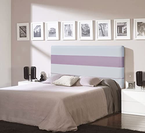 ONEK-DECCO Cabecero de Cama tapizado en Polipiel Mod. Madrid para Cama de Niños, Juveniles y Matrimonio (70 cm. Alto). (135x70, Blanco-Rojo)