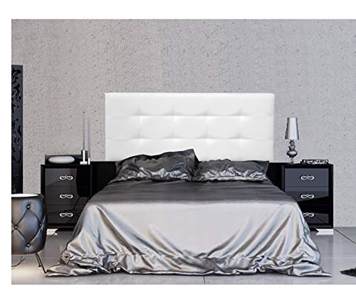 ONEK-DECCO Cabecero Mod.Arizona tapizado en Polipiel, Acolchado de Espuma, Cama niño, Juvenil y Matrimonio de Dormitorio, Cabezal de Cama Medidas (150x70, Blanco)