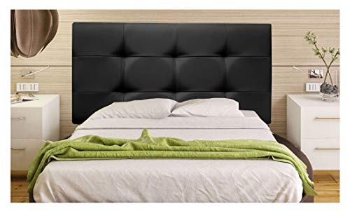ONEK-DECCO Cabecero tapizado en Polipiel de Dormitorio Tennessee Medidas cabecero de Cama niño, Juvenil y Matrimonio Cabezal Blanco, tapizado, Acolchado (135x70, Negro)