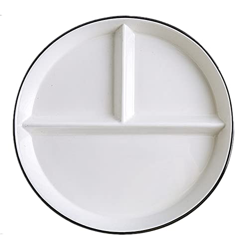 Onepine Platos Redondo de Porcelana con 3 Compartimentos Plato para Dieta Ceramica Plato de Ensalada Plato de Postre Delicado y Elegante