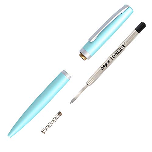 Online Bolígrafo con mecanismo de giro, metal, color turquesa satinado, mina grande intercambiable, clip de metal, color de escritura negro, incluye paquete de regalo, 34643