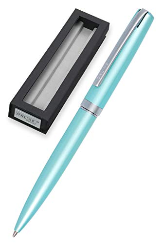 Online Bolígrafo con mecanismo de giro, metal, color turquesa satinado, mina grande intercambiable, clip de metal, color de escritura negro, incluye paquete de regalo, 34643
