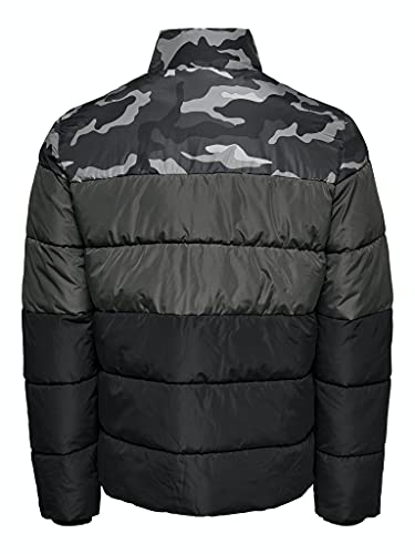 Only & Sons ONSMELVIN Life Quilted Jacket OTW Vd Chaqueta Acolchada, Phantom/Detalles: Camo AOP/Phantom/Black, L para Hombre