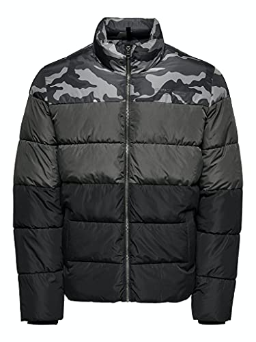 Only & Sons ONSMELVIN Life Quilted Jacket OTW Vd Chaqueta Acolchada, Phantom/Detalles: Camo AOP/Phantom/Black, L para Hombre