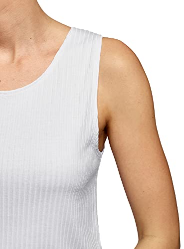 oodji Ultra Mujer Camiseta Texturizada de Tirantes Anchos, Blanco, ES 36 / XS