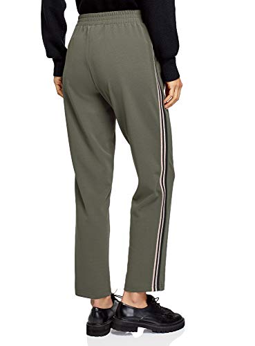 oodji Ultra Mujer Pantalones Rectos con Inserciones, Verde, L