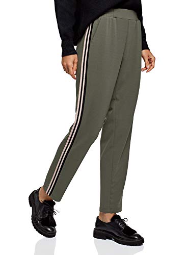oodji Ultra Mujer Pantalones Rectos con Inserciones, Verde, L