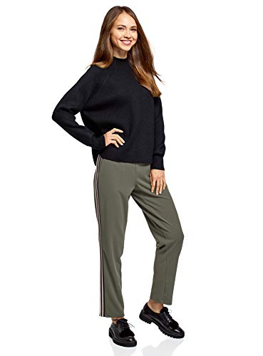 oodji Ultra Mujer Pantalones Rectos con Inserciones, Verde, L