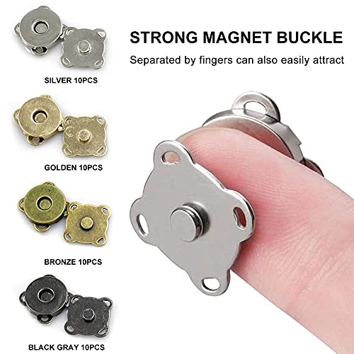 OPAMOO Botones Magnéticos, 40 Piezas 14mm Cierre Magnetico Bolso, BotóN Magnético,Broche Magnético, Magnético Botones para Tejer Conjuntos Botones para Costura, Manualidades, Bolsos, Ropa (4 Color)