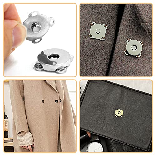OPAMOO Botones Magnéticos, 40 Piezas 14mm Cierre Magnetico Bolso, BotóN Magnético,Broche Magnético, Magnético Botones para Tejer Conjuntos Botones para Costura, Manualidades, Bolsos, Ropa (4 Color)