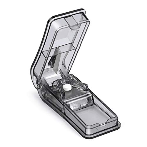 Opret Cortador de Pastillas, Divisor de Pastillas con Cuchilla para Pastillas Pequeñas Grandes para Tableta Vitamina Medicamento Negro
