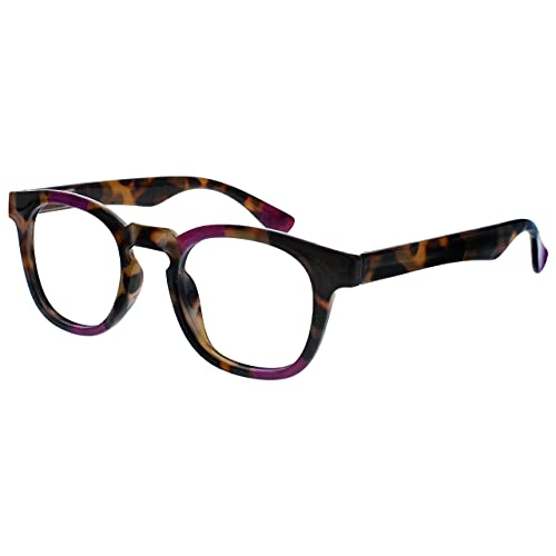 Opulize Ava Pack 2 Mujeres Señoras Marrón Carey Púrpura Súper Ajuste Cómodo Gafas De Lectura Bisagras Resorte RR62-5 +2,50