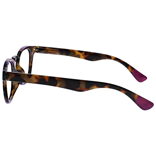 Opulize Ava Pack 2 Mujeres Señoras Marrón Carey Púrpura Súper Ajuste Cómodo Gafas De Lectura Bisagras Resorte RR62-5 +2,50