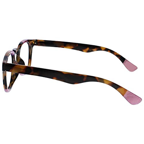 Opulize Ava Pack 2 Mujeres Señoras Marrón Carey Rosa Turquoise Ajuste Cómodo Gafas De Lectura Bisagras Resorte RR62-4Q +1,00