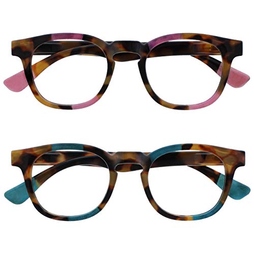 Opulize Ava Pack 2 Mujeres Señoras Marrón Carey Rosa Turquoise Ajuste Cómodo Gafas De Lectura Bisagras Resorte RR62-4Q +1,00