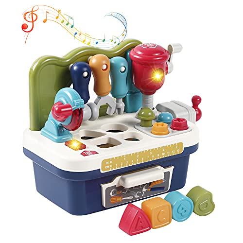OR OR TU Juguetes Banco de Construcción Trabajo para Niños con Efectos de Luces Sonidos Cubo de Actividad Juguete Educativos Coincidencia de Bloques Formas Regalo de Cumpleaños para 3+ Años Niña