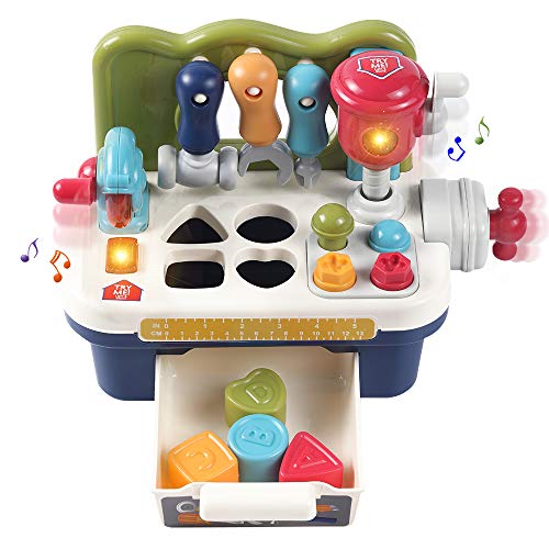 OR OR TU Juguetes Banco de Construcción Trabajo para Niños con Efectos de Luces Sonidos Cubo de Actividad Juguete Educativos Coincidencia de Bloques Formas Regalo de Cumpleaños para 3+ Años Niña