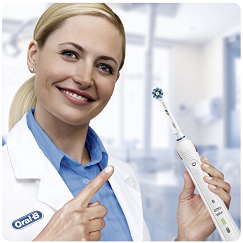 Oral-B Smart 4 CrossAction Cepillo de Dientes Eléctrico con Mango Recargable, Tecnología Braun, 2 Cabezales de Recambio, Conexión Bluetooth y Funda de Viaje, 4500N - Negro, Edición Especial