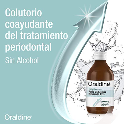 Oraldine Perio Clorhexidina 0.2%, Colutorio Antiséptico Bucal Sin Alcohol, Coayudante del Tratamiento Periodontal - 400 ml