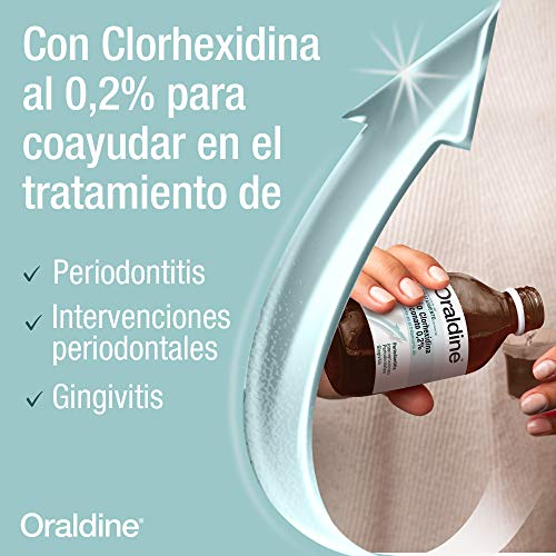 Oraldine Perio Clorhexidina 0.2%, Colutorio Antiséptico Bucal Sin Alcohol, Coayudante del Tratamiento Periodontal - 400 ml