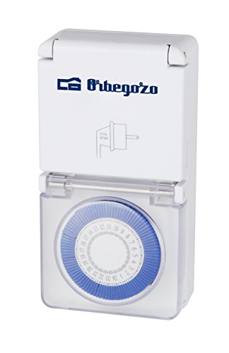 Orbegozo PG 10 Programador Diario 24 horas, Potencia Máxima 3600 W, Interruptor ON/OFF, Apto para Exterior, Índice de Protección IP-44